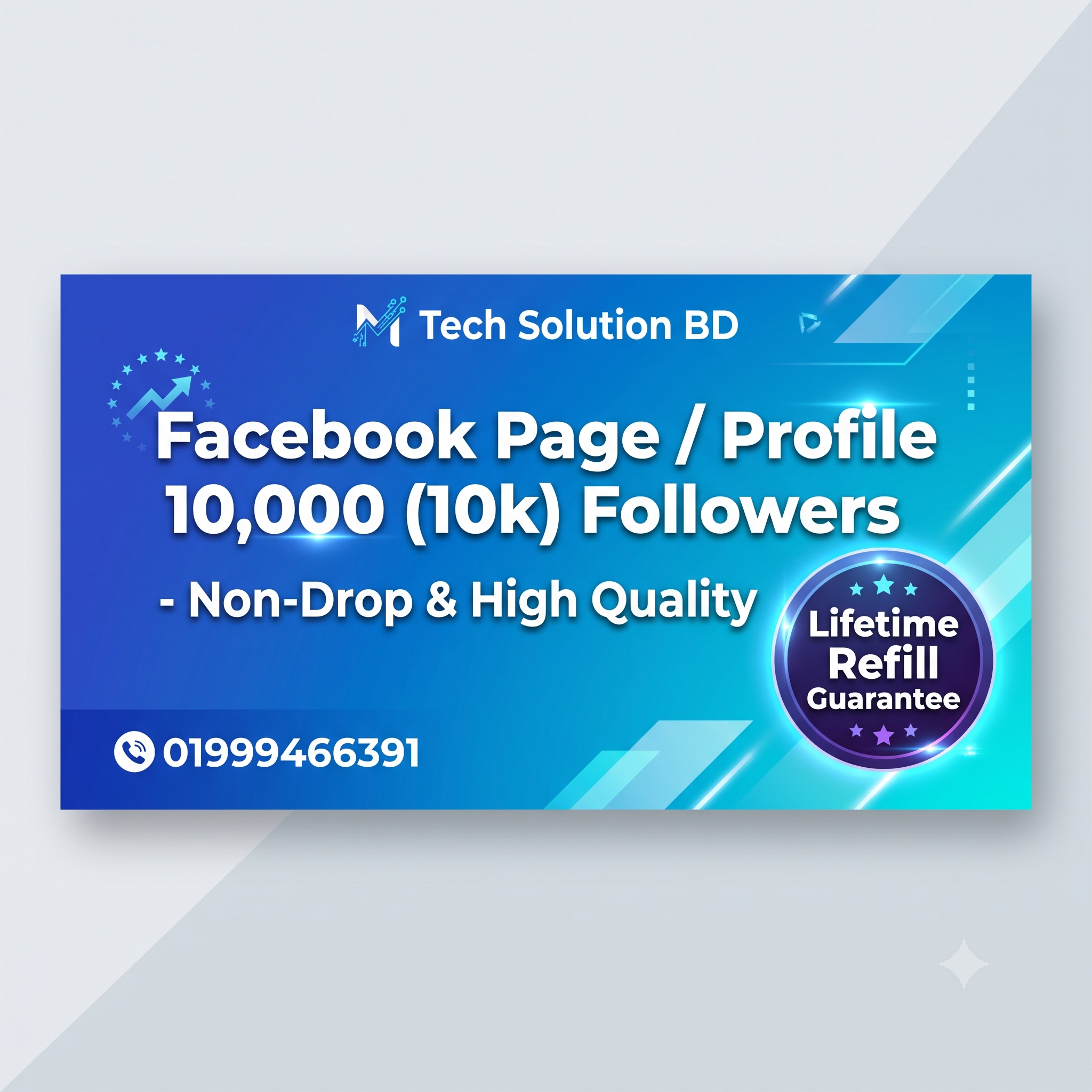 Facebook Page / Profile 10,000 (10k) Followers – Non-Drop & High Quality