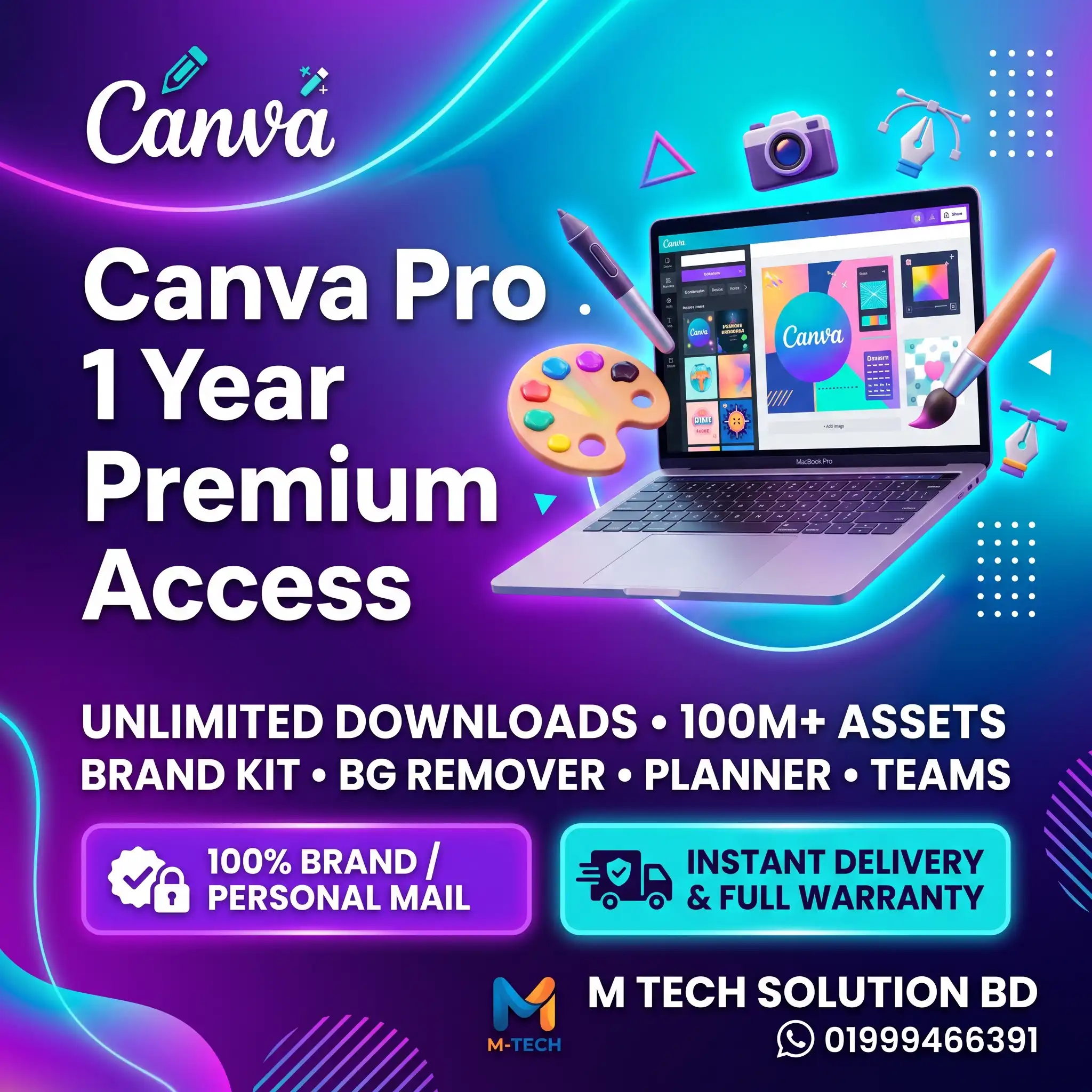 Canva Pro 1 Year Subscription – Own Email Activation (12 Months Premium Access)